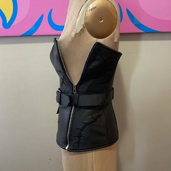 Moschino Couture Monster Black Leather Bustier Frankenstein Halloween
